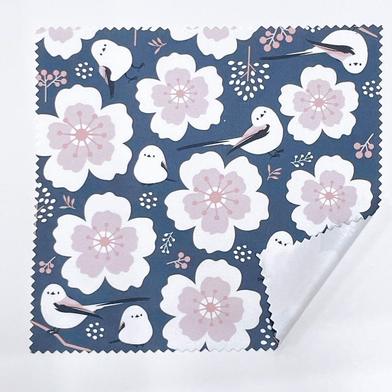 Long-tailed Tit & Cherry Blossom Microfiber Cleaning Cloth