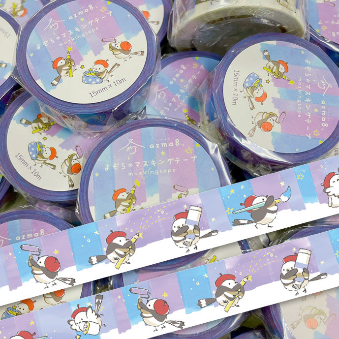 Long-tailed Tit Night Sky Japanese Washi Tape Masking Tape