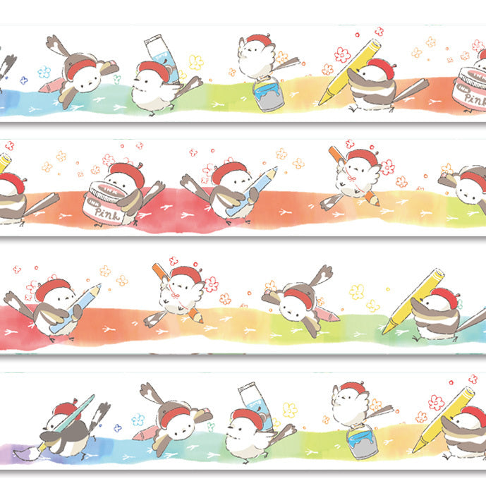 Long-tailed Tit Rainbow Japanese Washi Tape Masking Tape