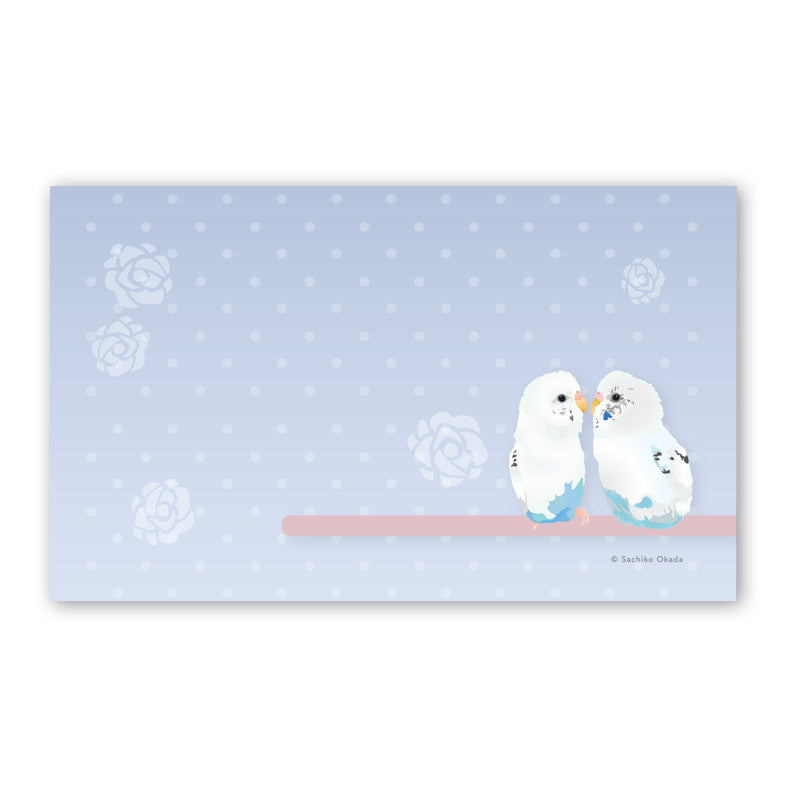 Set of 10 Budgie Mini Message Card