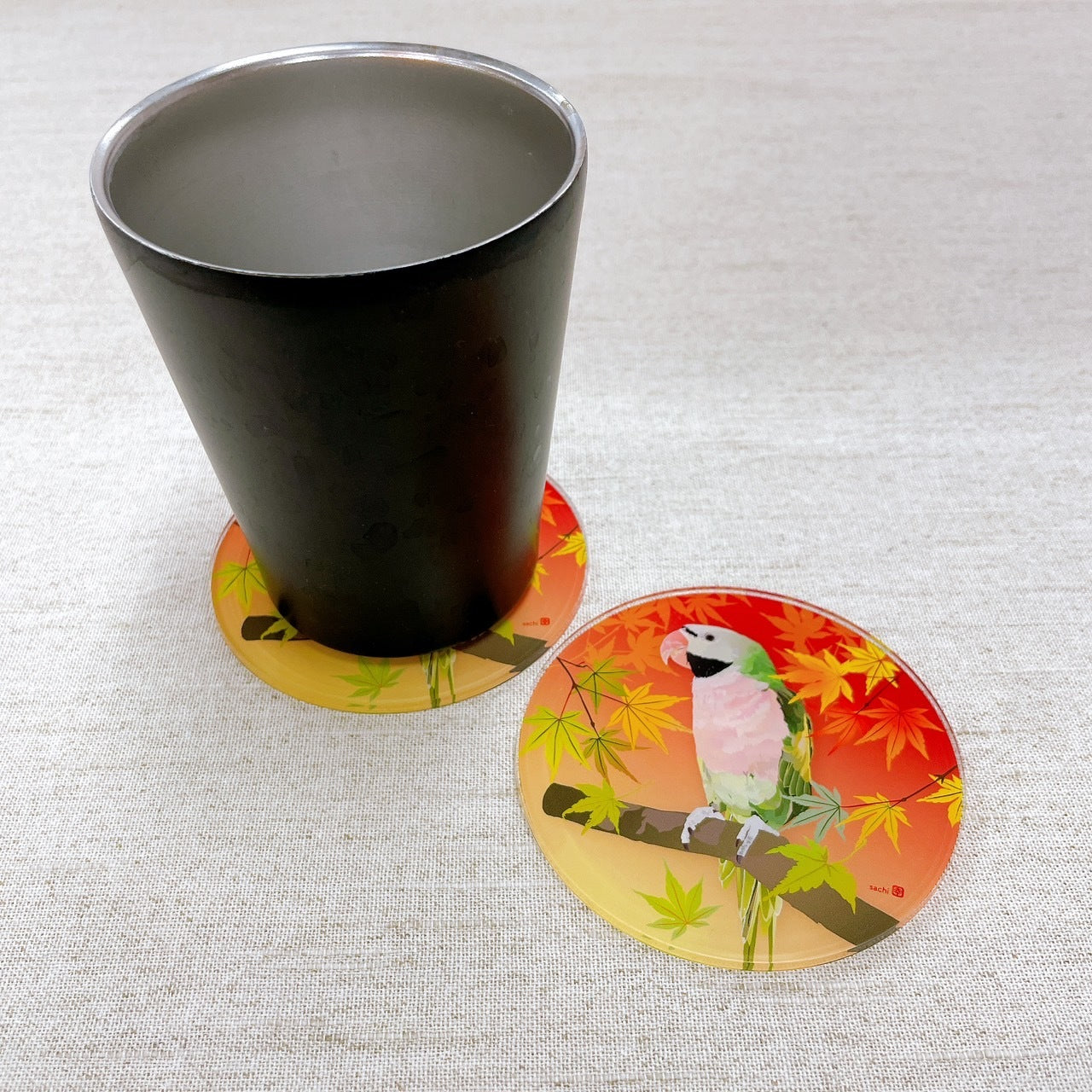(Made-to-order requests are currently closed. Please wait until we reopen.) Made-to-Order Moustached Parakeet Acrylic Coaster