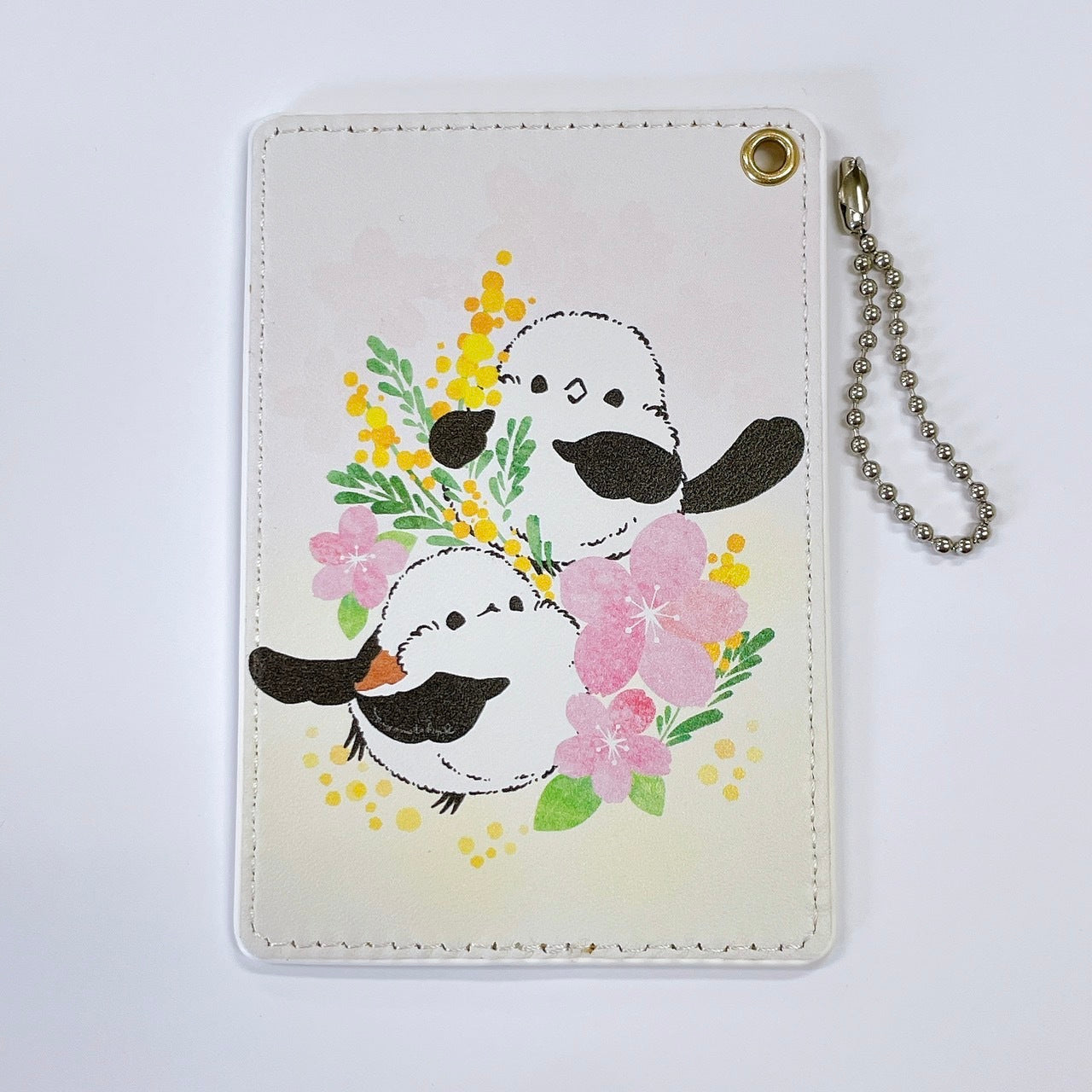 Long-tailed Tit Pass Holder Mimosa and Cherry Blossom