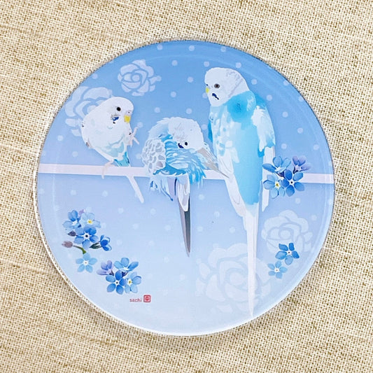 Made-to-Order Budgie Acrylic Coaster – Order by Nov. 19, 2025/ Estimated Shipping Date: Mid Dec. 2025