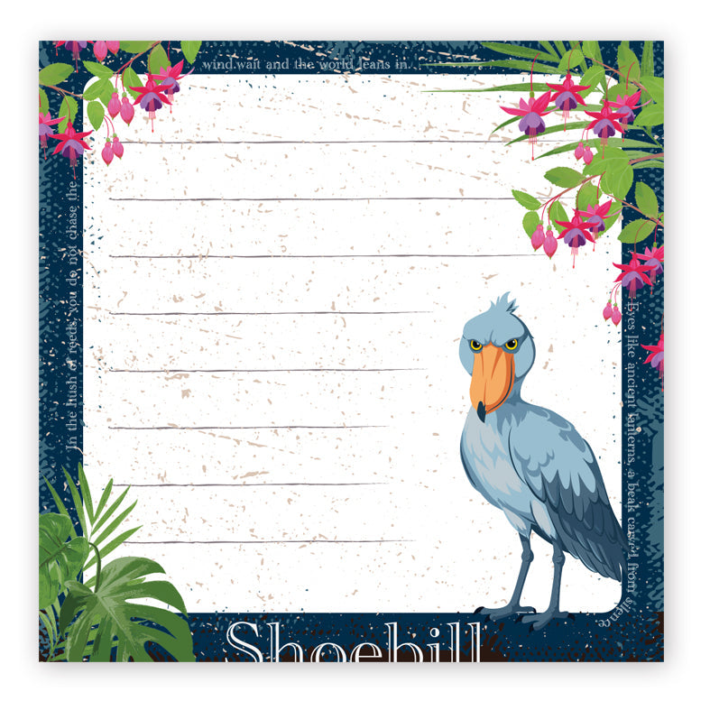 Shoebill Square Vintage-style Memo Pad