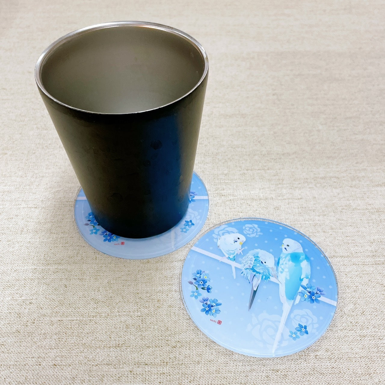 (Made-to-order requests are currently closed. Please wait until we reopen.) Made-to-Order Budgie Acrylic Coaster