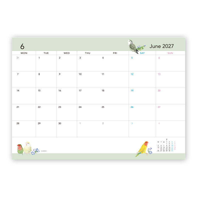 2027 Beautiful Birds Planner Diary Schedule Book A6 size (December 2026 Start)