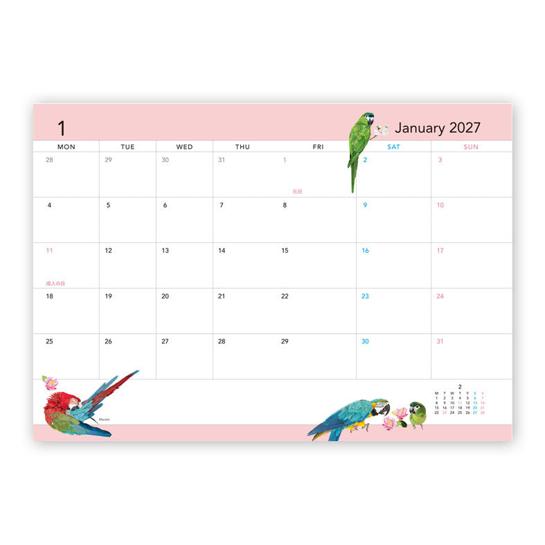 2027 Beautiful Birds Planner Diary Schedule Book A6 size (December 2026 Start)
