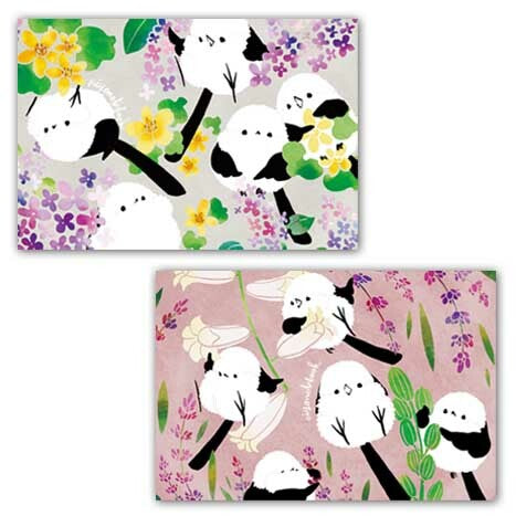 Long-tailed Tits & Hokkaido Wildflowers Postcards  Spring & Summer Set of 5