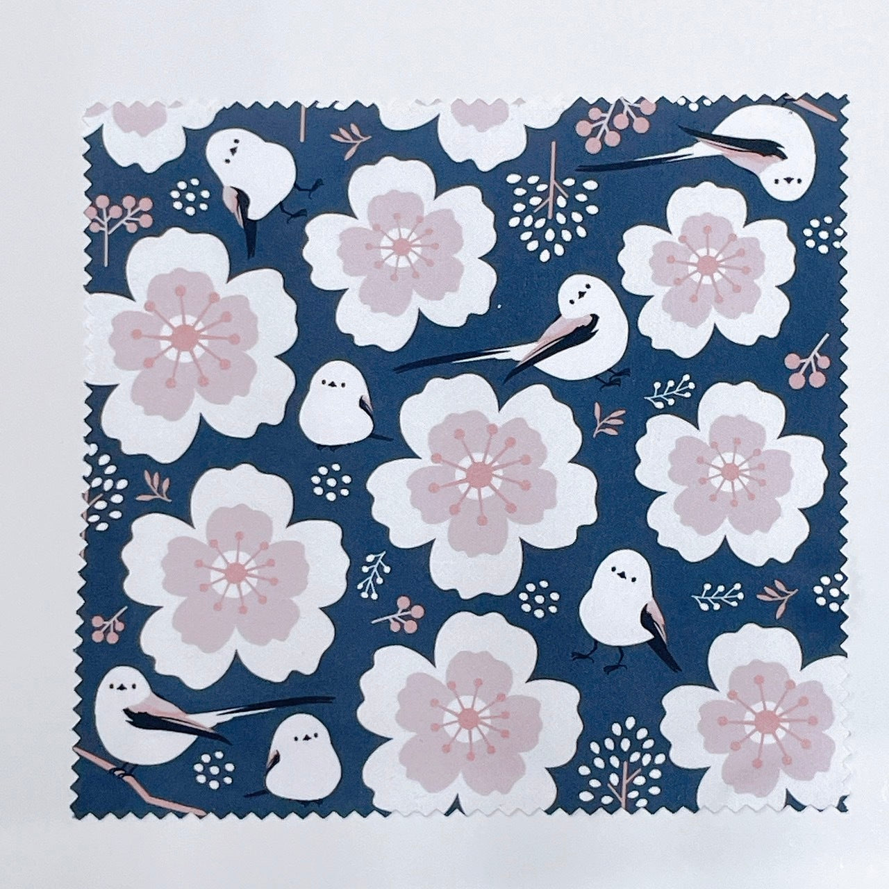 Long-tailed Tit & Cherry Blossom Microfiber Cleaning Cloth