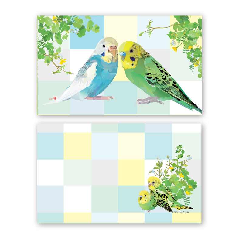 Set of 10 Budgie Mini Message Card