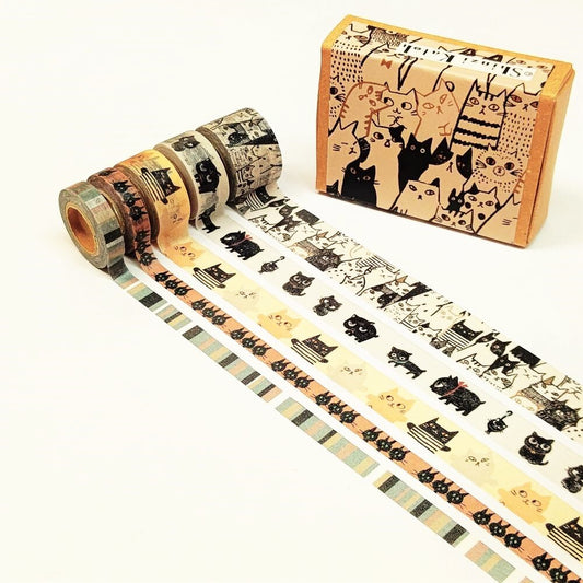 Cats Japanese Washi Tape Masking Tape Sets in Mini Box