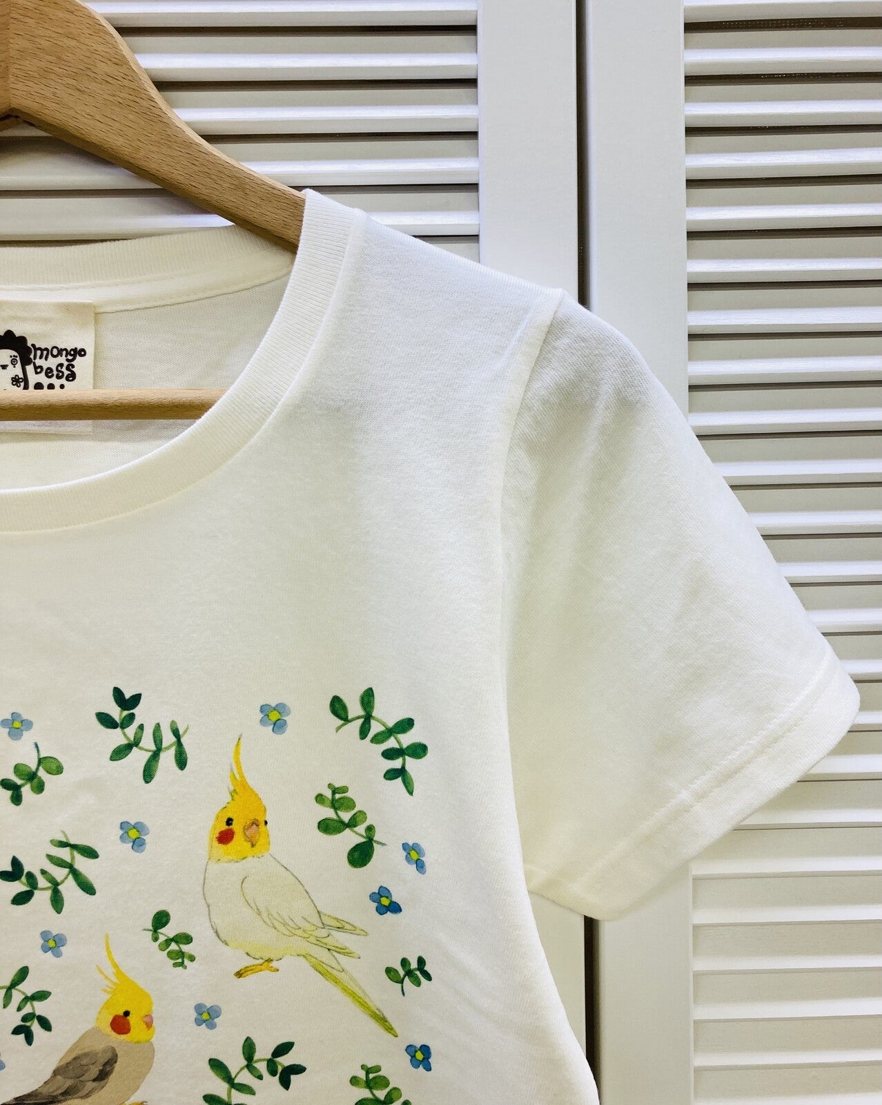 Cockatiel and Blue Flower Women's T-shirt (Made to Order)