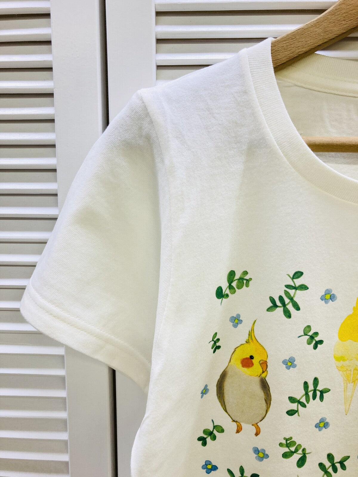 Cockatiel and Blue Flower Women's T-shirt (Made to Order)