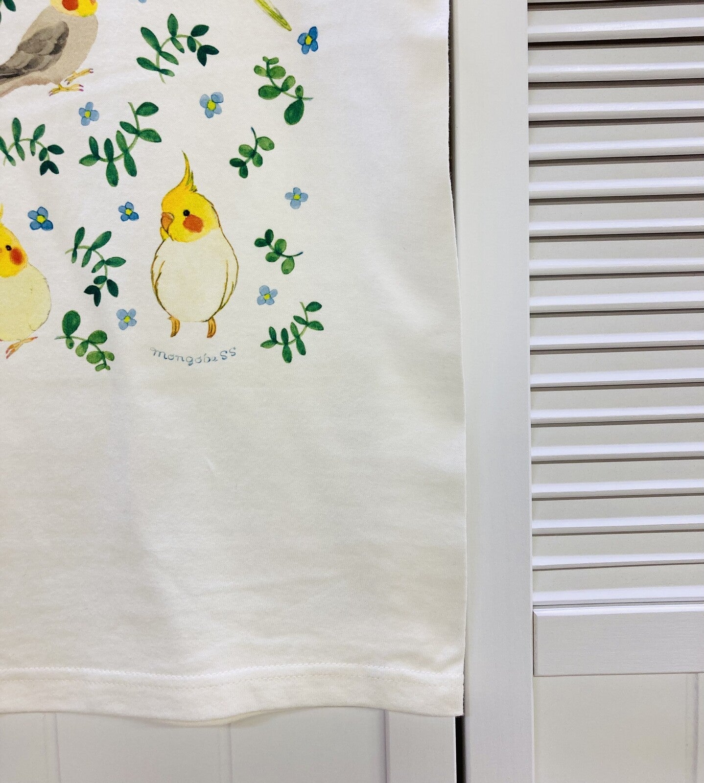 Cockatiel and Blue Flower Women's T-shirt (Made to Order)