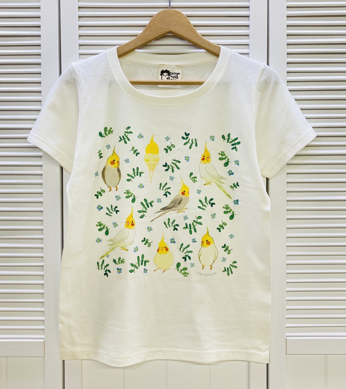Cockatiel and Blue Flower Women's T-shirt (Made to Order)