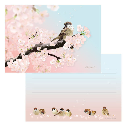 Sparrow & Cherry Blossom Memo Pad
