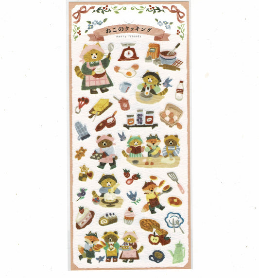 Cat Fox Bear Cooking Japanese Washi Stickers