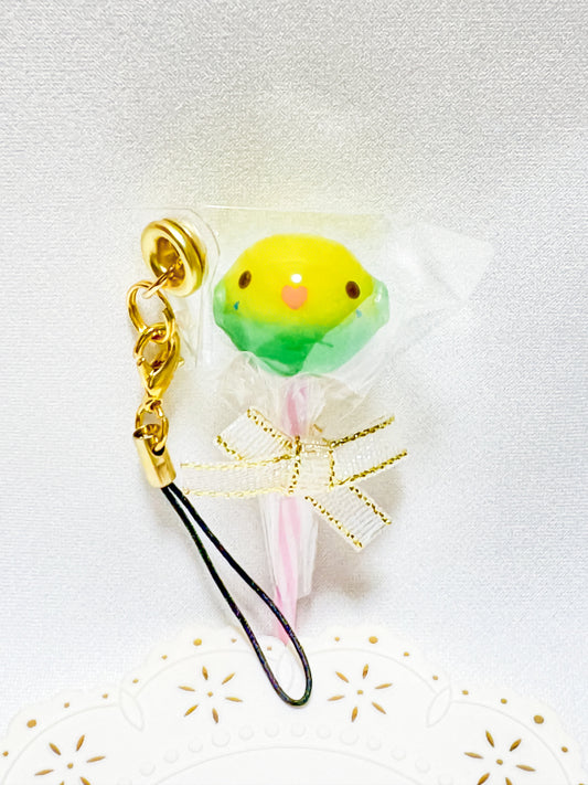 Budgie Resin Charm – Lollipop Style - Sweet Birdie Boutique International