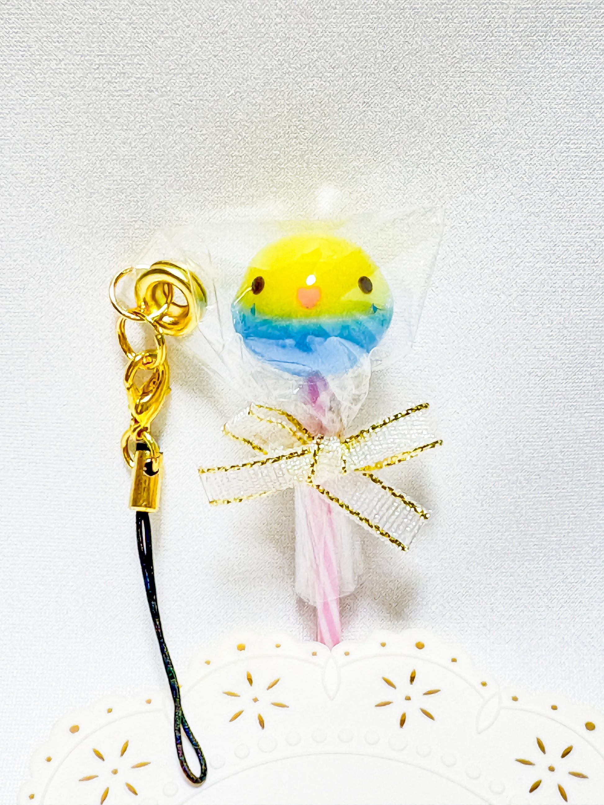 Budgie Resin Charm – Lollipop Style - Sweet Birdie Boutique International
