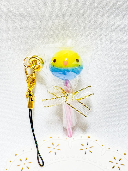 Budgie Resin Charm – Lollipop Style - Sweet Birdie Boutique International