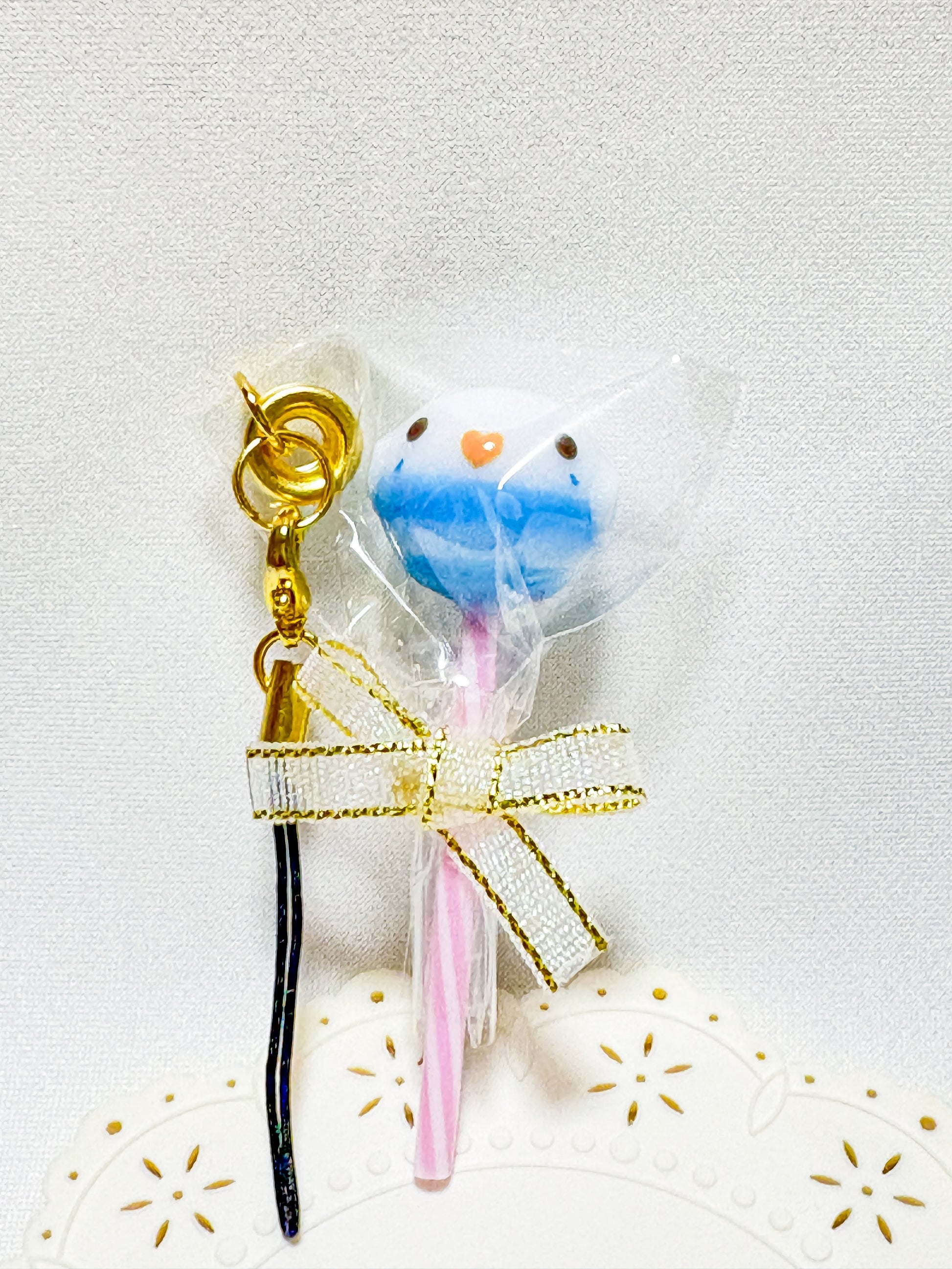 Budgie Resin Charm – Lollipop Style - Sweet Birdie Boutique International