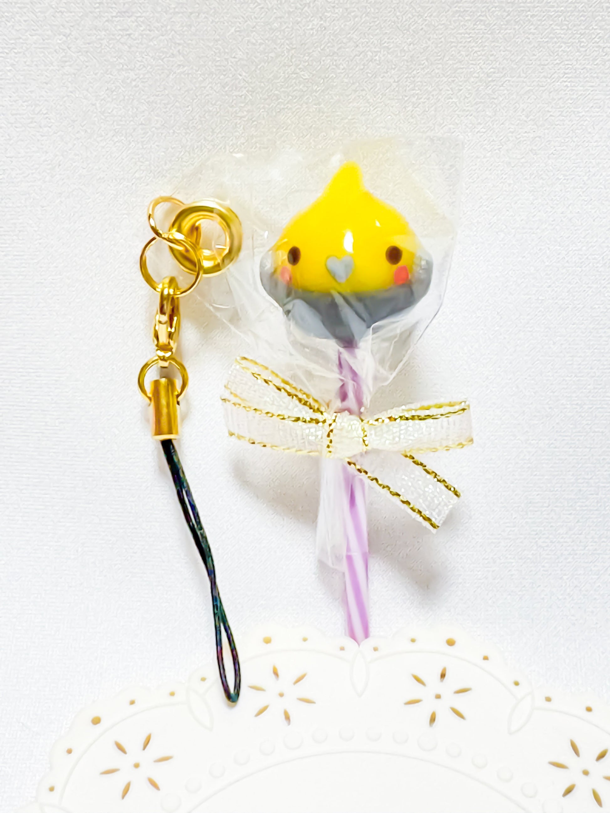 Cockatiel Resin Charm – Lollipop Style - Sweet Birdie Boutique International