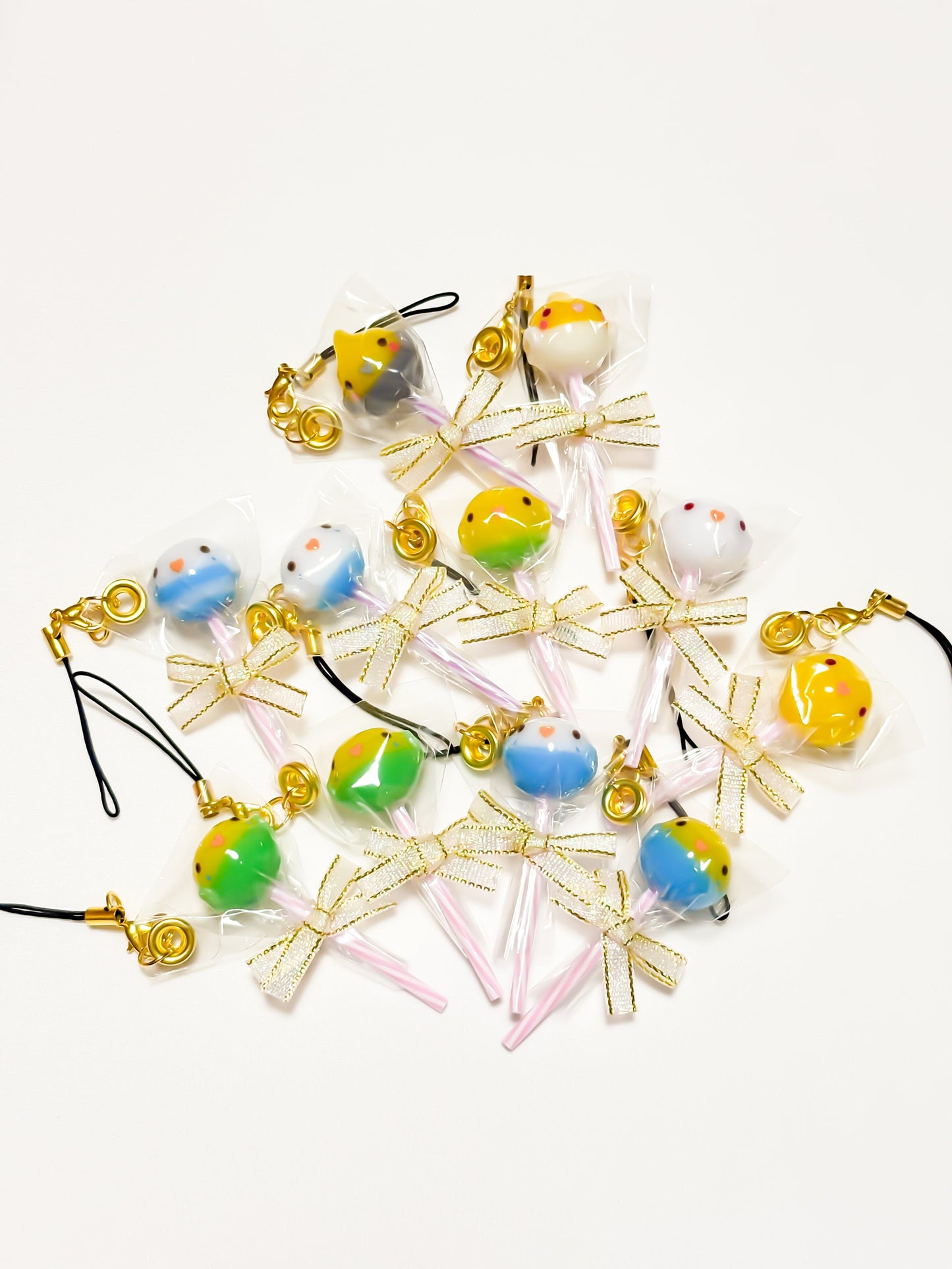 Budgie Resin Charm – Lollipop Style - Sweet Birdie Boutique International