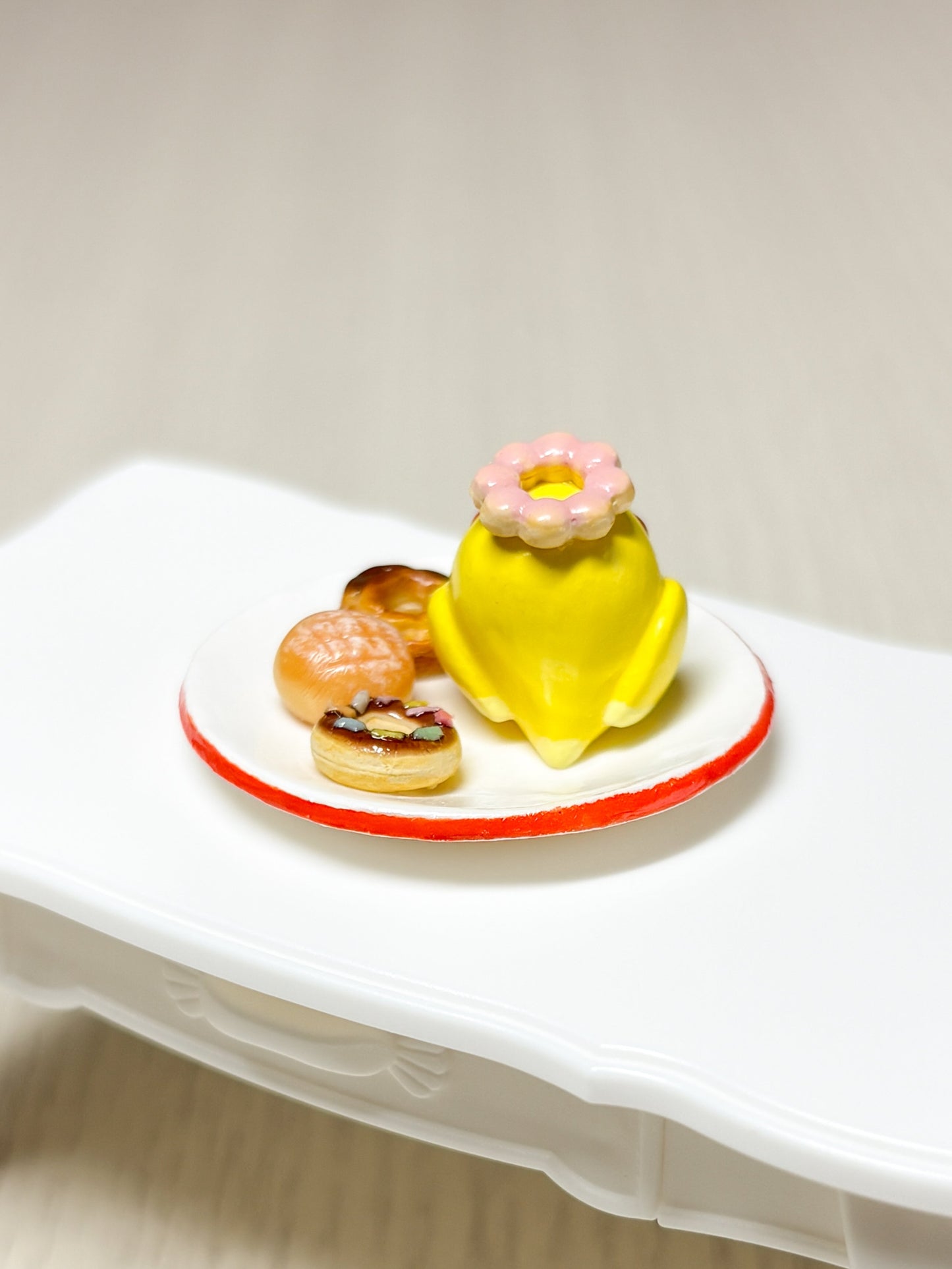 Collectible Miniature Budgie with Donuts