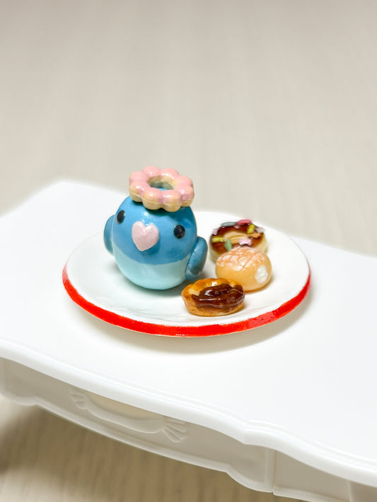 Collectible Miniature Pacific Parrotle with Donuts