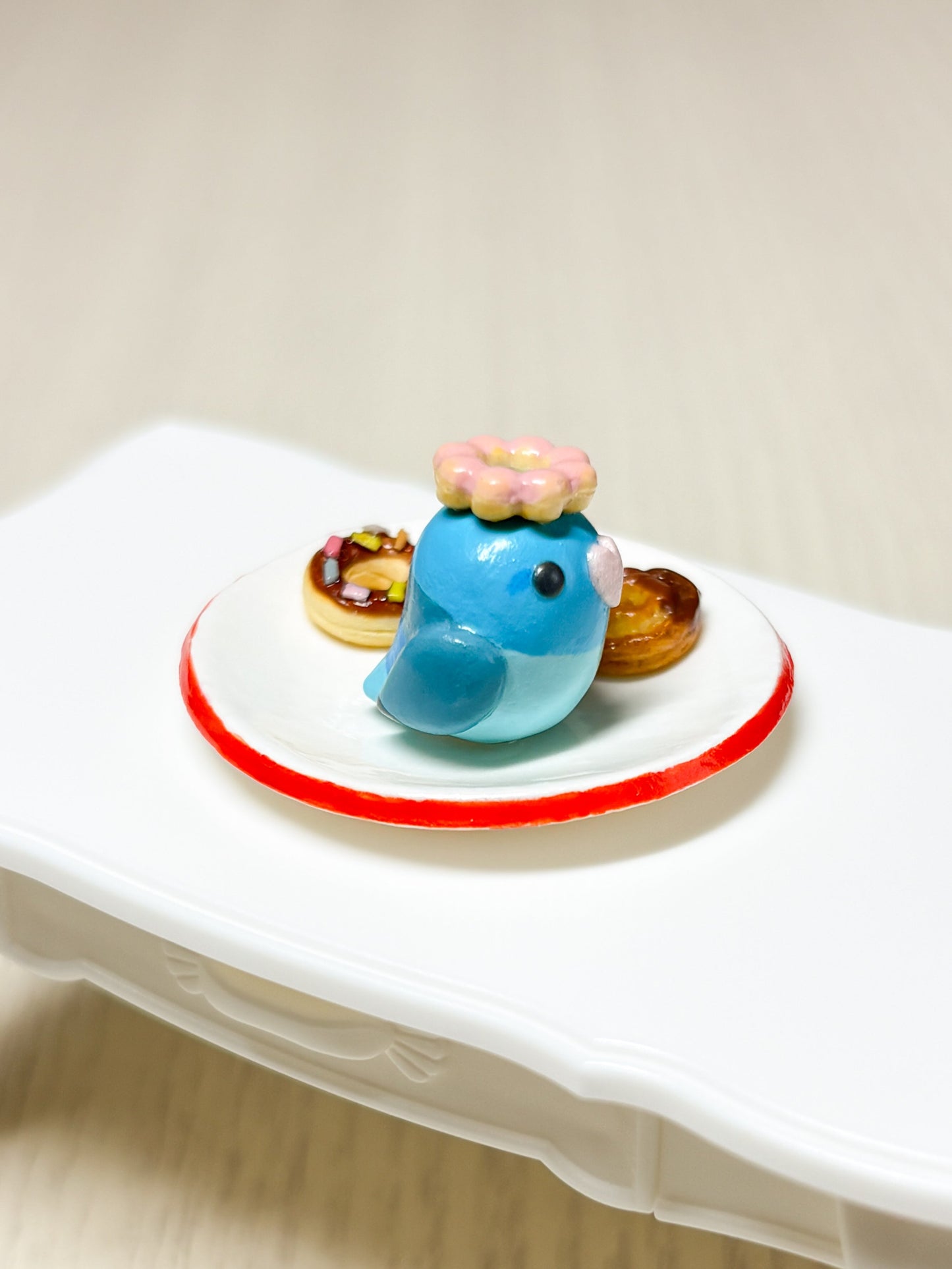 Collectible Miniature Pacific Parrotle with Donuts