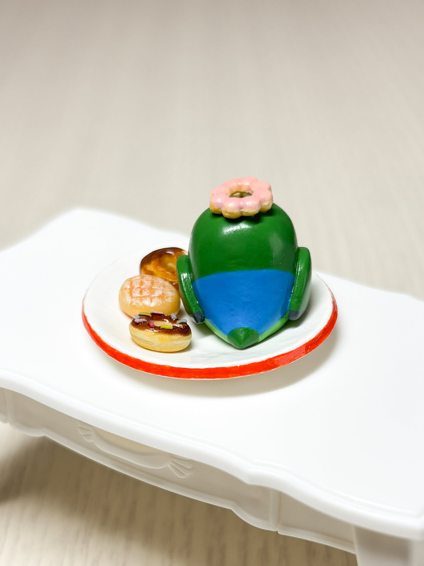 Collectible Miniature Lovebird with Donuts