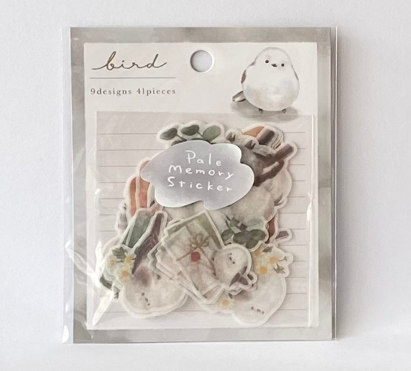 Long-tailed Tit Washi Stickers Flakes Pale Memory Sticker