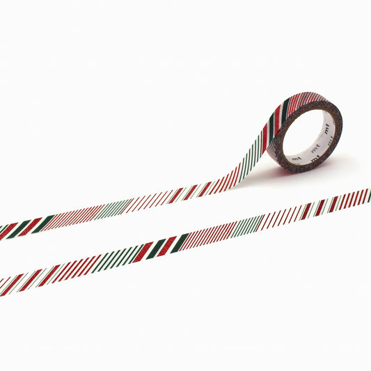 mt Christmas 2024 Christmas Color Stripe Glitter Japanese Washi Tape Slim Type