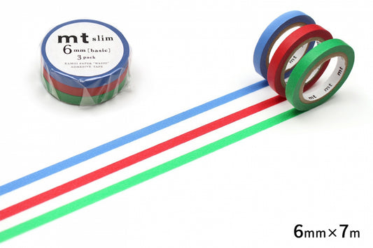 mt slim H basicJapanese Washi Tape 6mm 3 Rolls