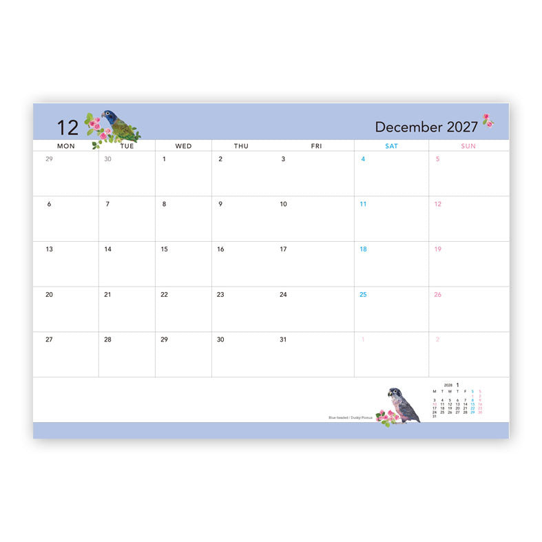 2027 Beautiful Birds Planner Diary Schedule Book A6 size (December 2026 Start)