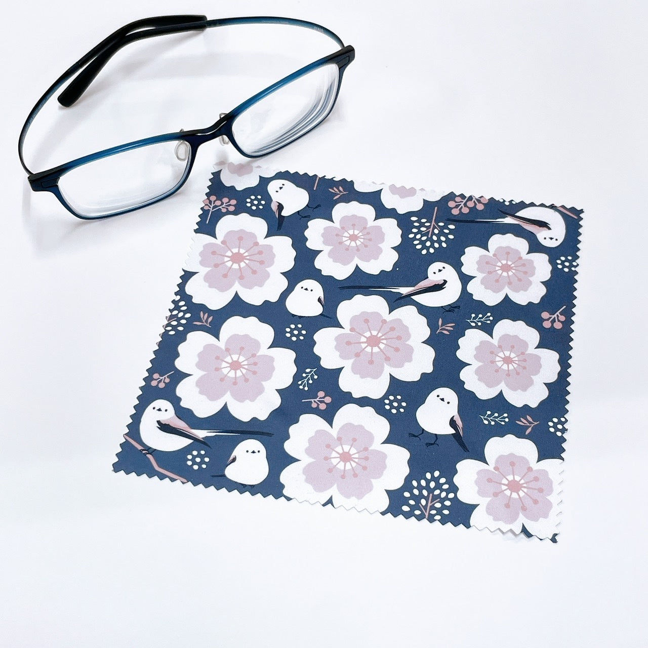 Long-tailed Tit & Cherry Blossom Microfiber Cleaning Cloth