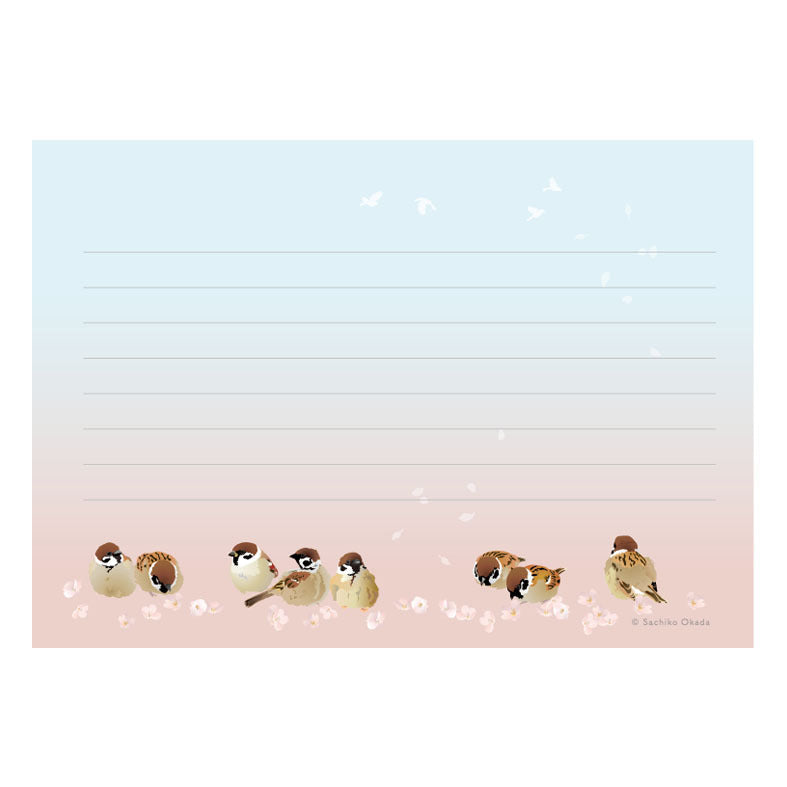 Sparrow & Cherry Blossom Memo Pad