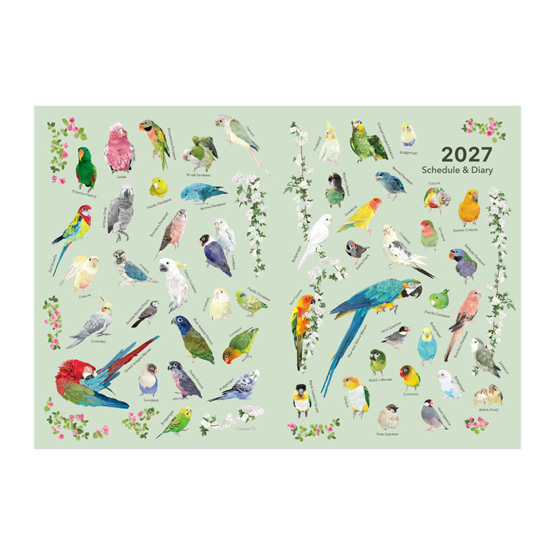 2027 Beautiful Birds Planner Diary Schedule Book A6 size (December 2026 Start)