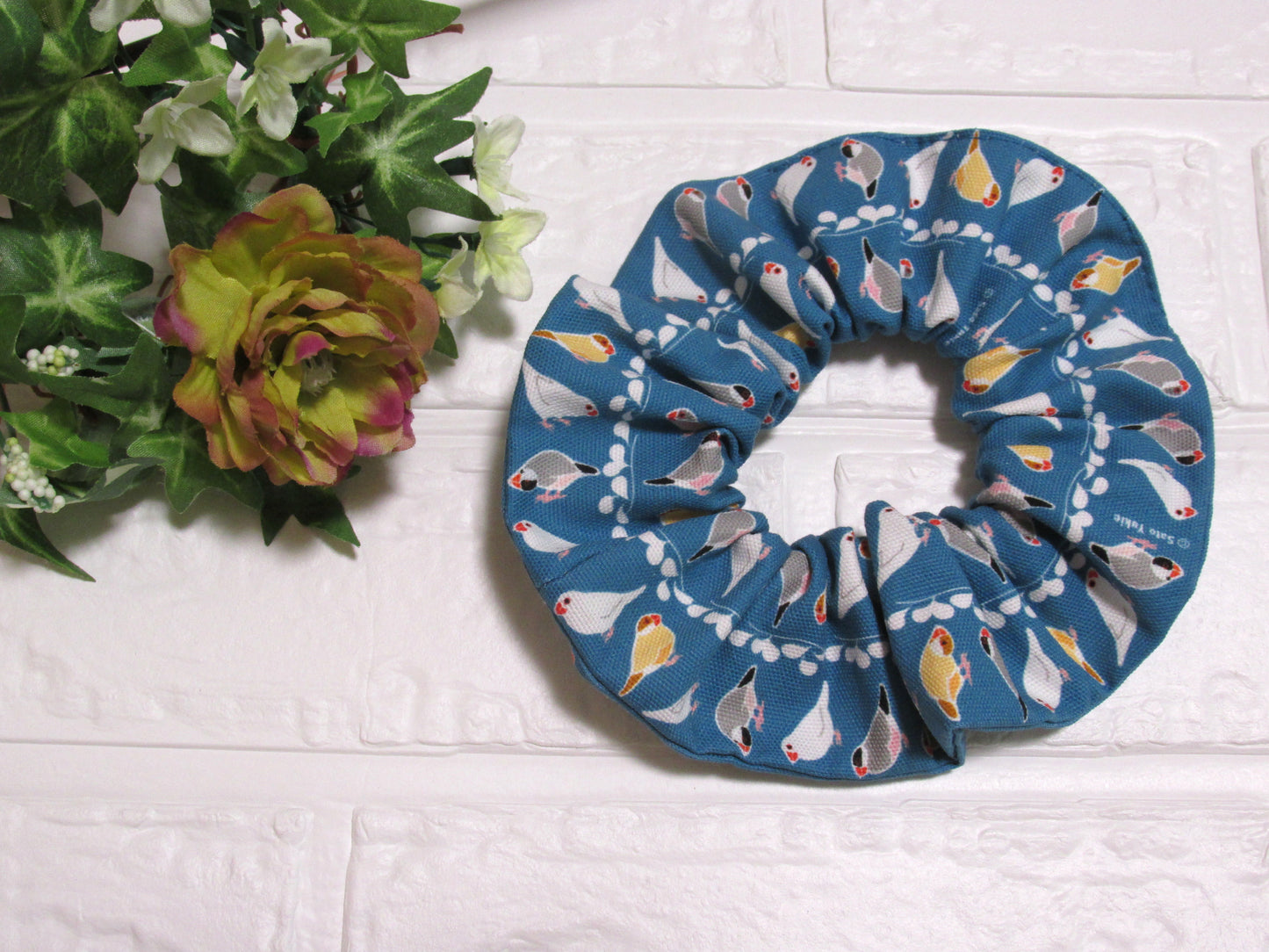 Java Sparrow  Handmade Cotton Scrunchie 1