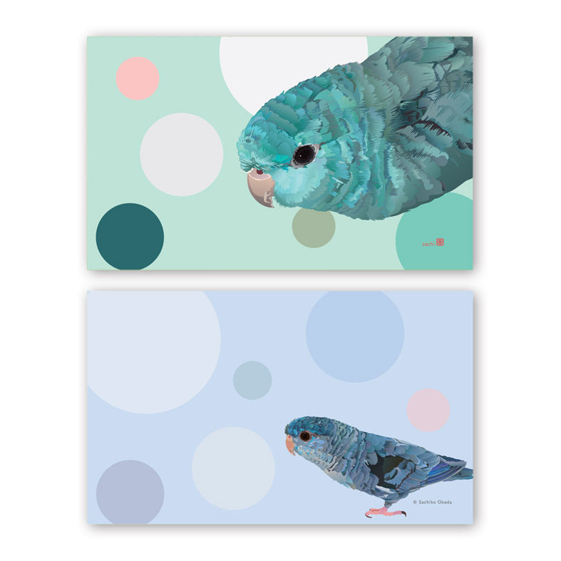 Set of 10 Barred Parakeet Mini Message Card