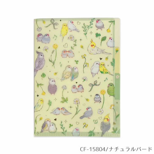 Bird A5 File Folder Organizer with 3 Pockets Gold Accent