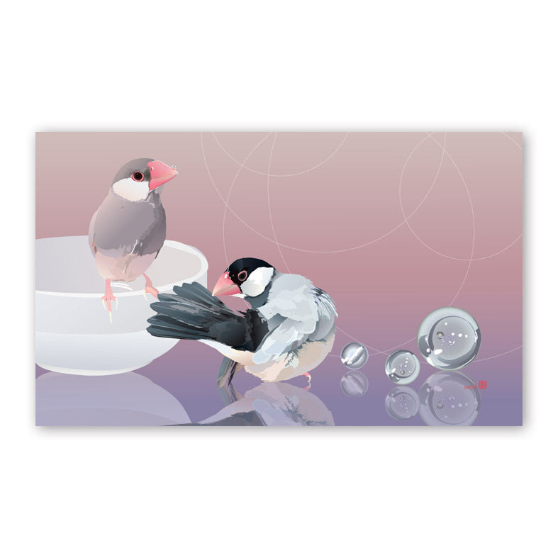 Set of 10 Java Sparrow Mini Message Card