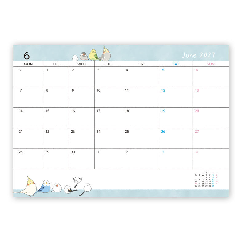 2027 Long-tailed Tit Budgie Java Sparrow Cockatiel Planner Diary Schedule Book A6 size (December 2026 Start)