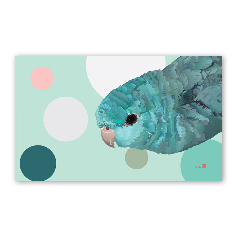 Set of 10 Barred Parakeet Mini Message Card