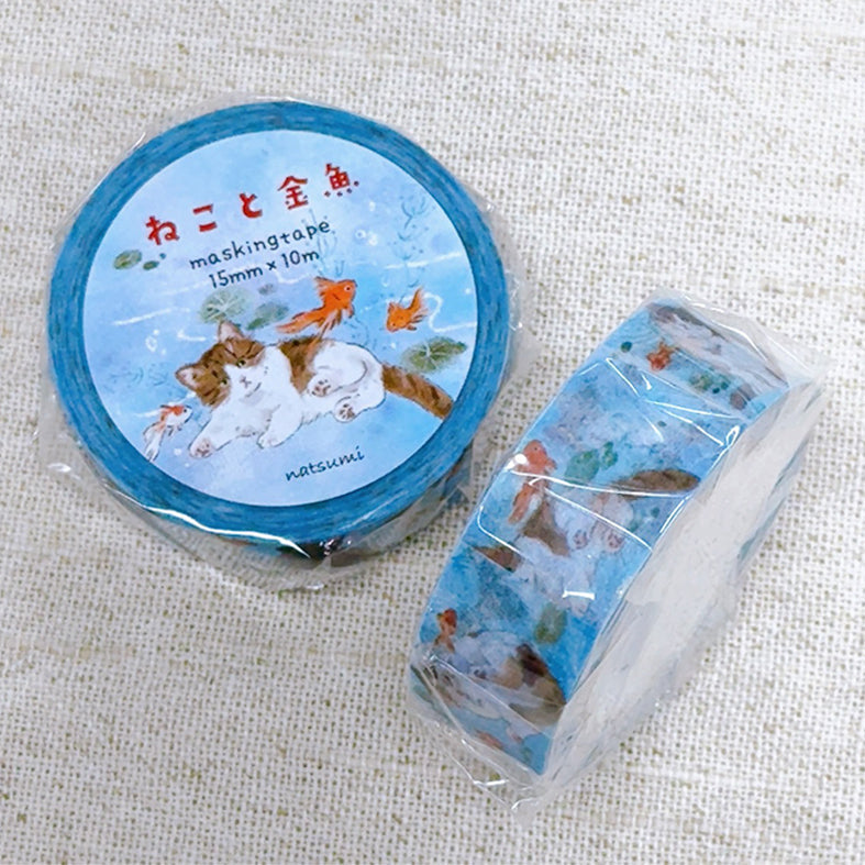 Cat and Goldfish Japanese Washi Tape Masking Tape