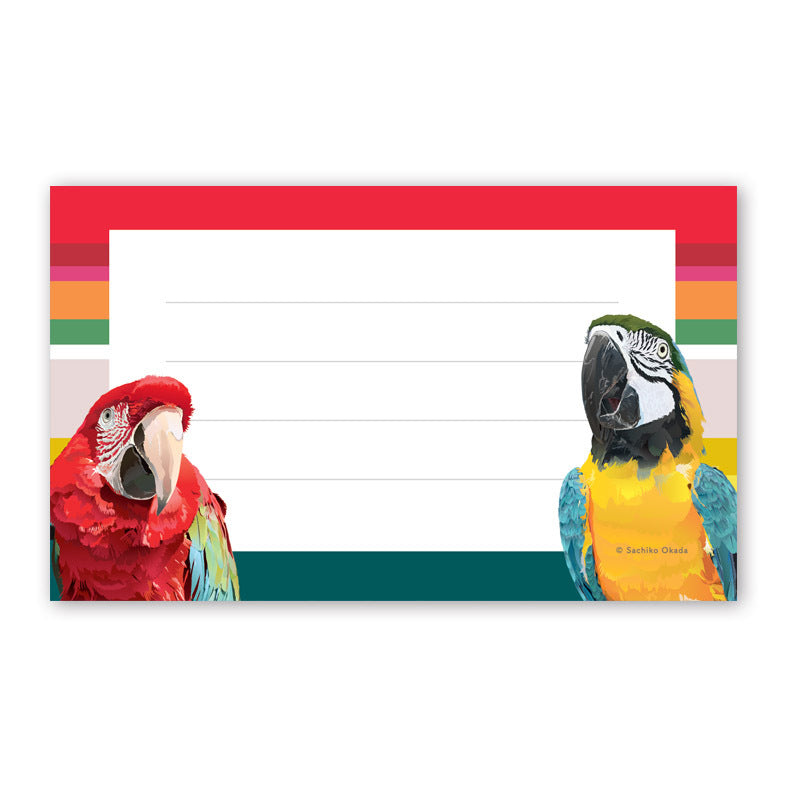 Set of 10 Macaw Mini Message Card