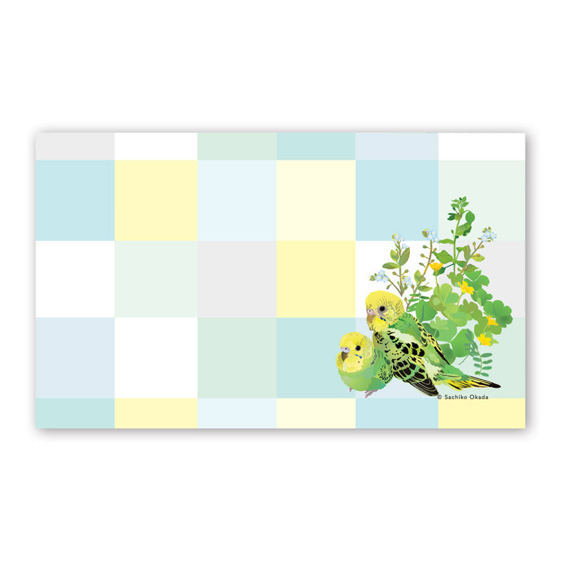 Set of 10 Budgie Mini Message Card