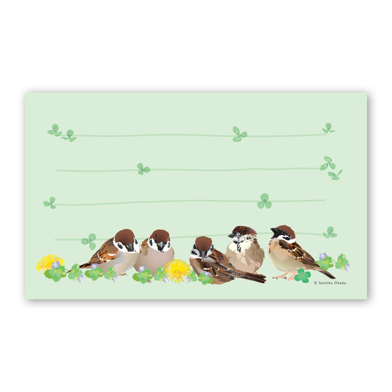 Set of 10 Sparrow Mini Message Card