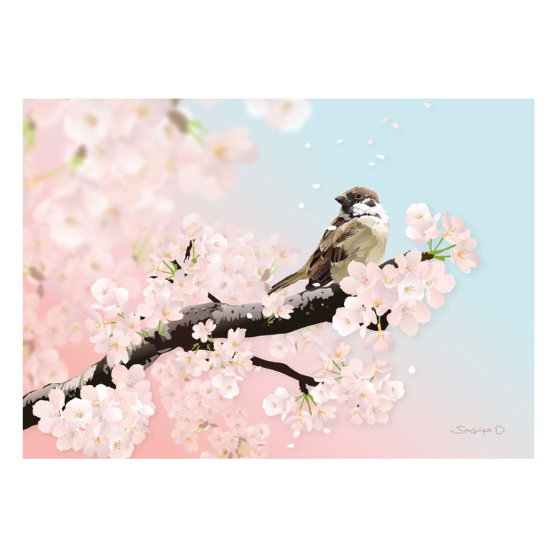 Sparrow & Cherry Blossom Memo Pad