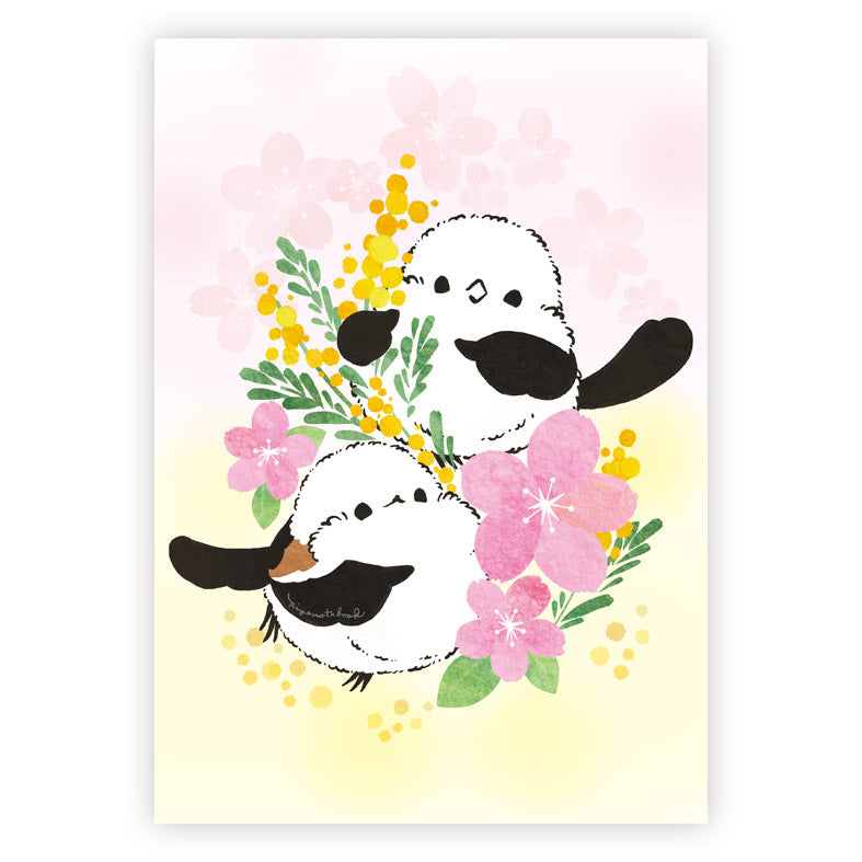 Long-tailed Tit Mimosa Cherry Blossom Memo Pad